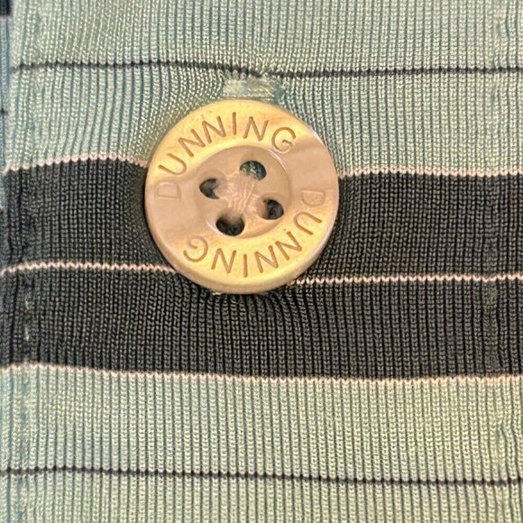 Dunning Golf Polo Shirt Mens Extra Large PGA Golf Club Blue Green Stripe Stretch - Picture 7 of 16